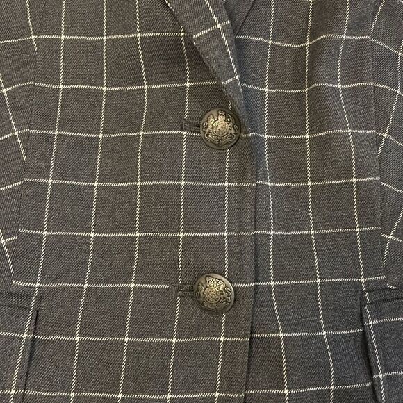 LIKE NEW BANANA REPUBLIC ACADEMY BLAZER DARK GRAY WINDOWPANE PATTERN SIZE 0 - Picture 2 of 5